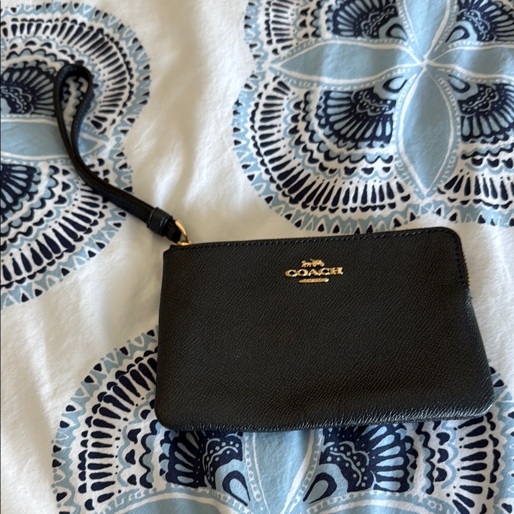 Coach Black Leather Clutch Wristlet